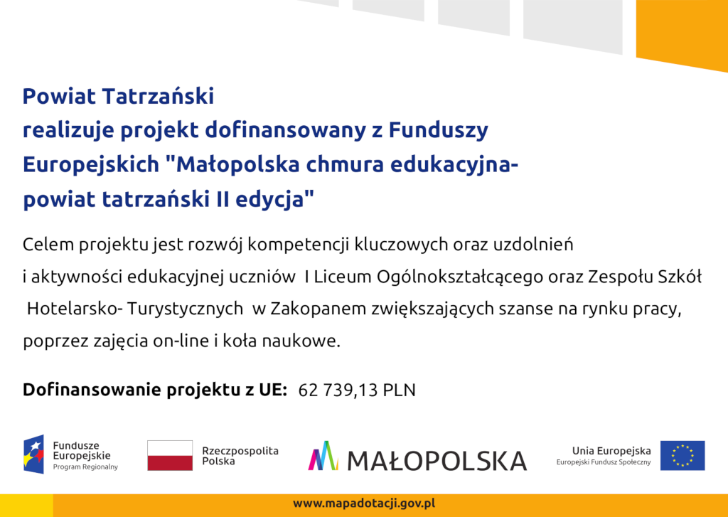 Małopolska chmura edukacyjna powiat tatrzański II edycja